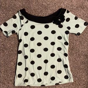 Justice mint green and black blouse